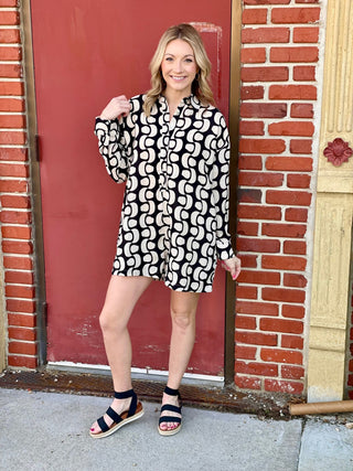 Gabby Black/Oatmeal Print Romper - Shop Pink Suitcase