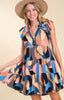 Tallulah Blue/Pink Print Dress