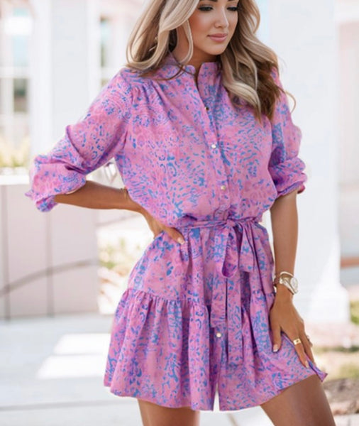 Joelle Pink Print Dress