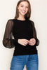 Kelley Black Sheer Sleeve Sweater - Shop Pink Suitcase