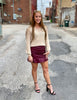 Brittani Wine Leather Skirt